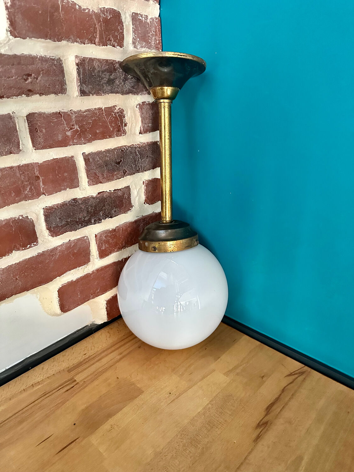 Vintage light fixture Opaline ceiling lamp