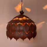 1970s metal chandelier Hans Kogl leaf patterns