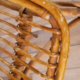 Shell armchair in rattan and bamboo, early 20th century