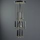 Vintage Italian chandelier, chrome-plated metal and glass design, original