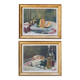 Set of oil paintings "Asparagus & eggs" and "Melon" by Alexandre Denonne
