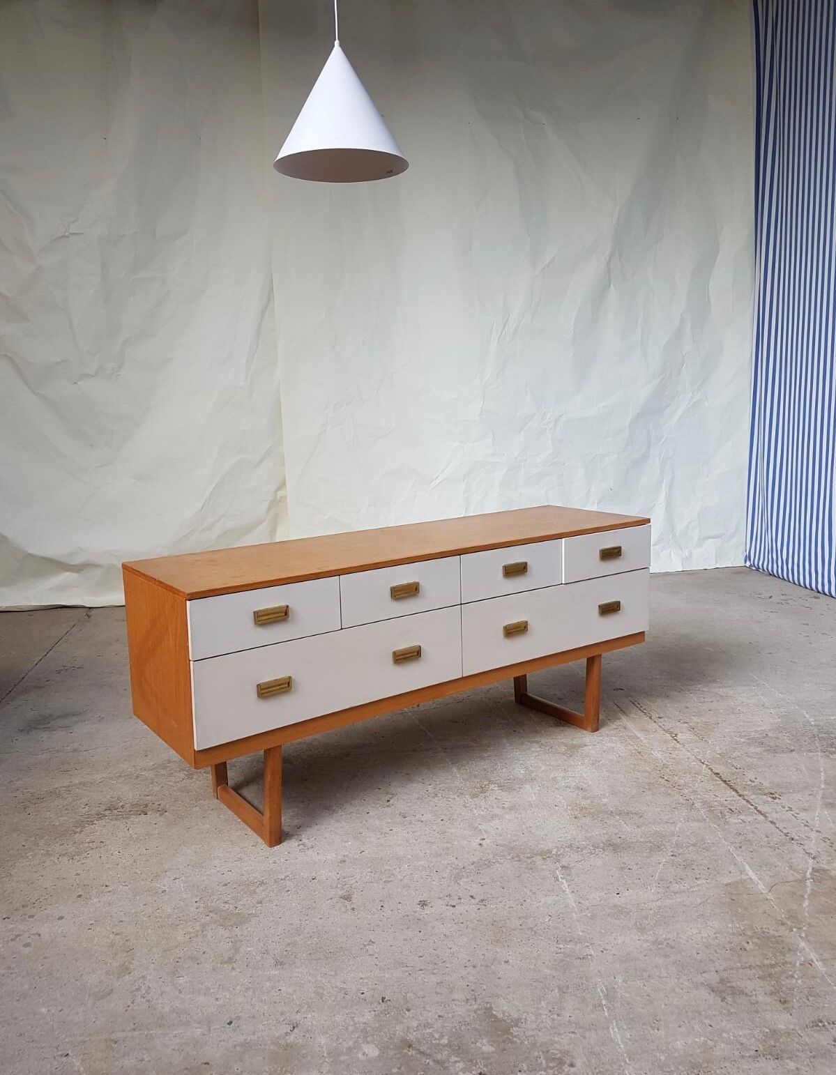 Mid century compact sideboard long chest of drawers danish Scandinavian design