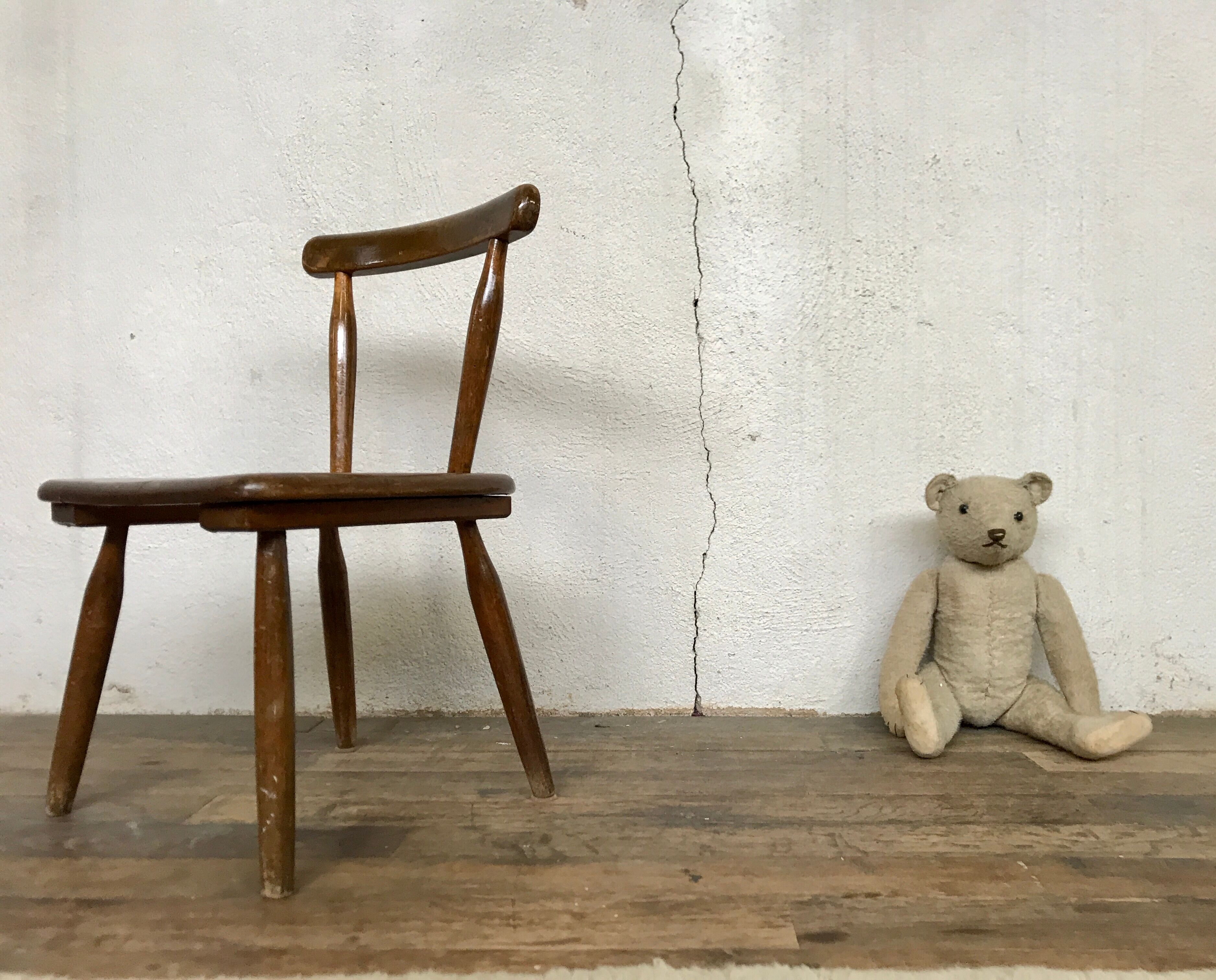 Brutalist primitive style wooden chair