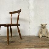 Brutalist primitive style wooden chair