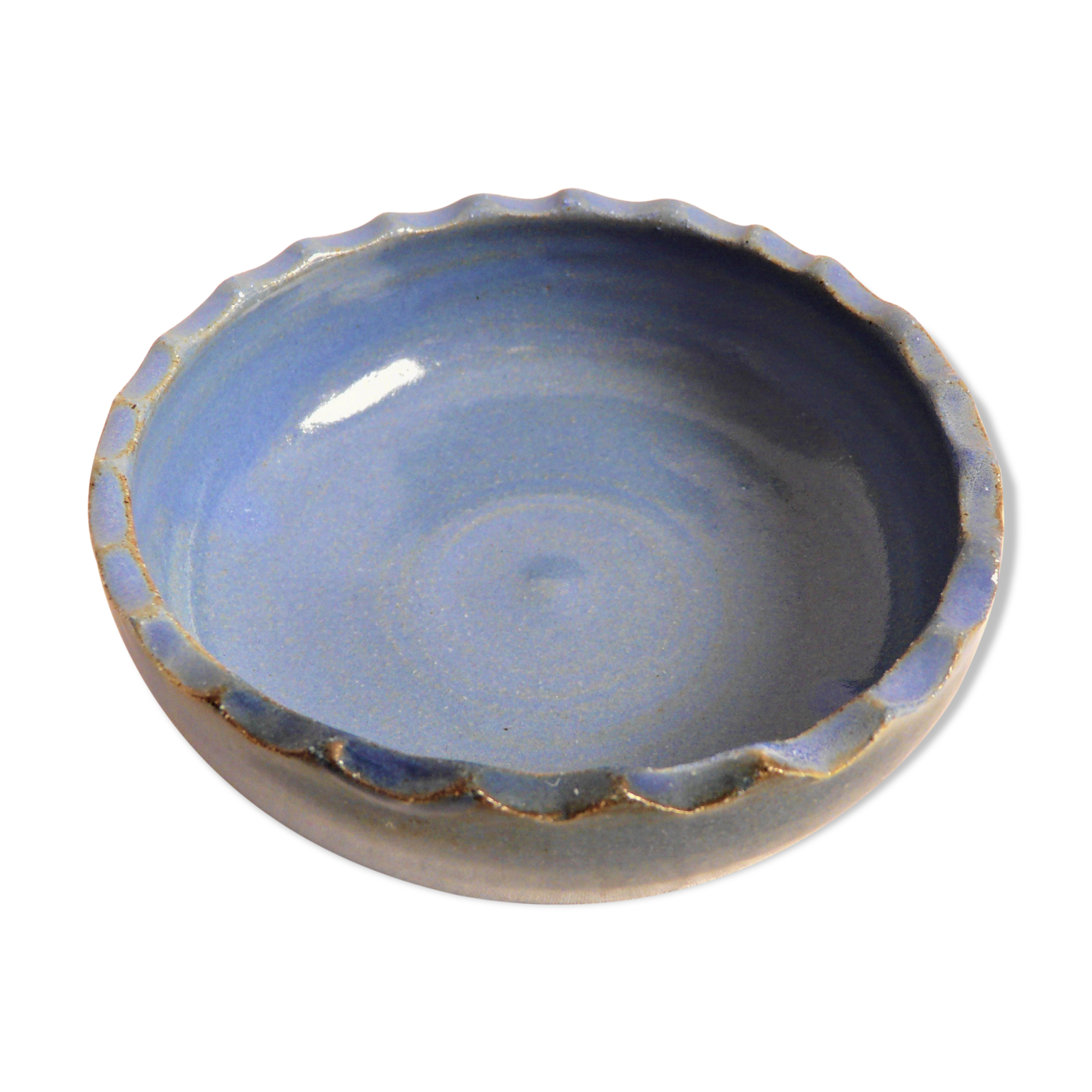 Blue enamelled ceramic cup