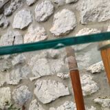 Nesting tables 50s in glass wood and brass