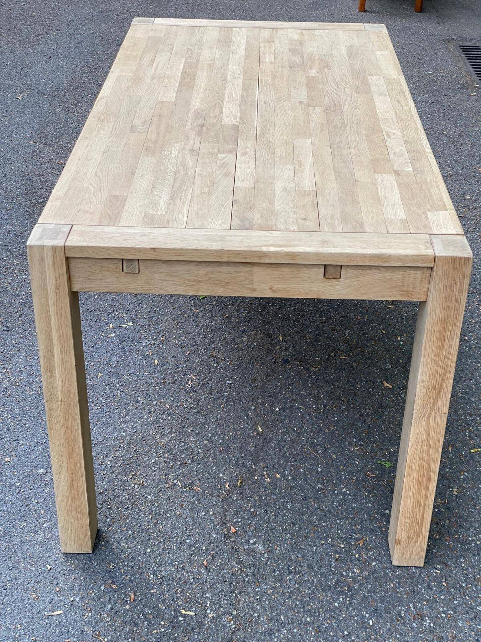 Large extendable Scandinavian dining table in stripped solid oak 160-240.