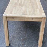 Large extendable Scandinavian dining table in stripped solid oak 160-240.