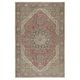Vintage Turkish Red Area Rug for Living Room Decor. Hand-knotted Wool Carpet with Medallion Design