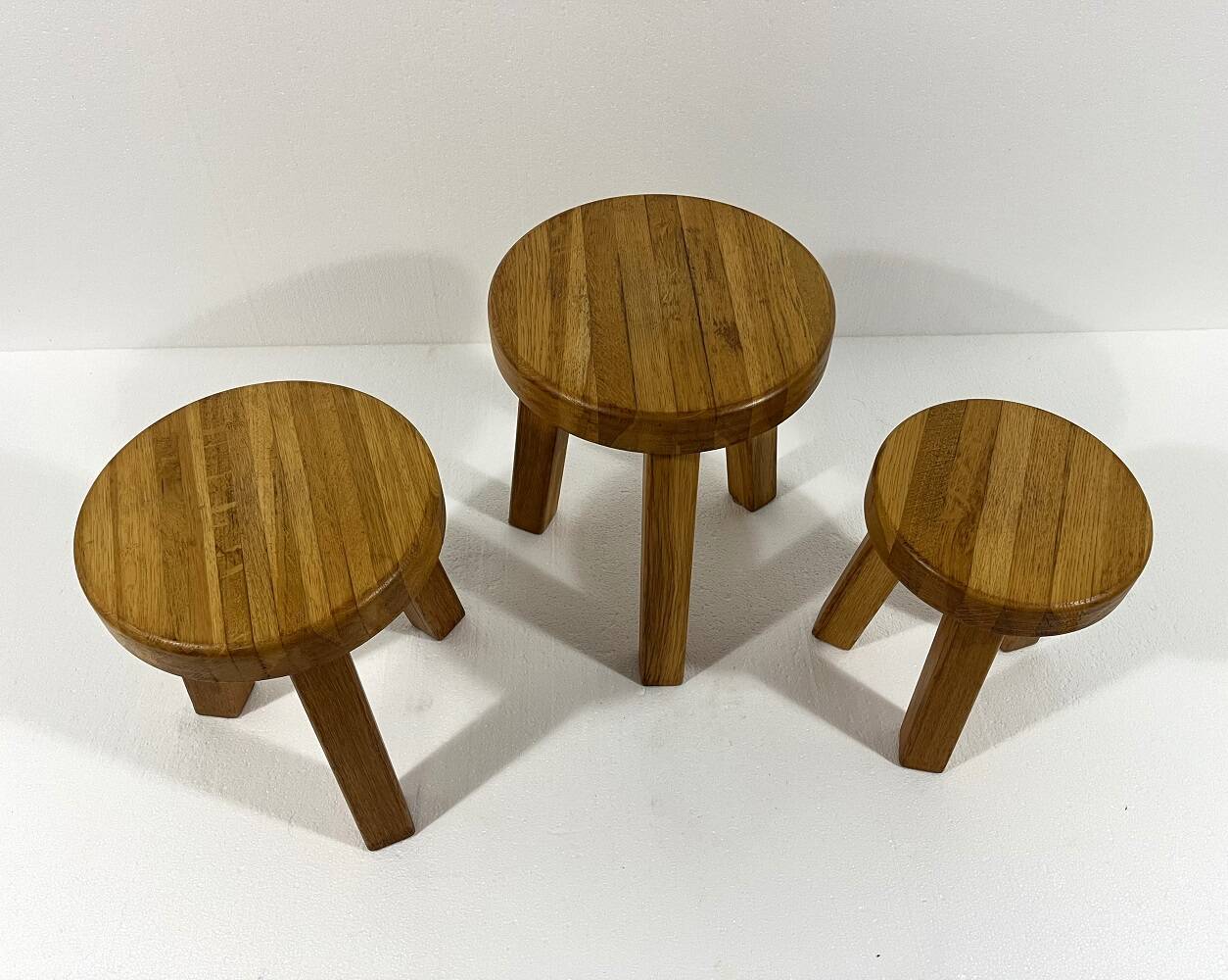 Brutalist blond oak side tables 1980’s
