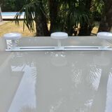 White lacquered metal wall coat rack, 3 hooks, 80s