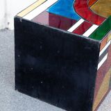 Multicolored stained glass Cube side table 50*50