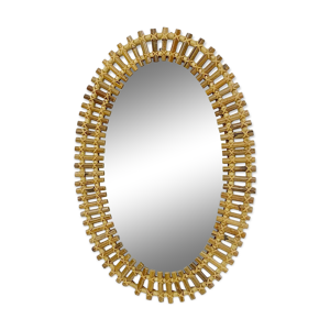 Miroir ovale en bambou