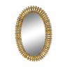 Mid century modern oval bamboo mirror