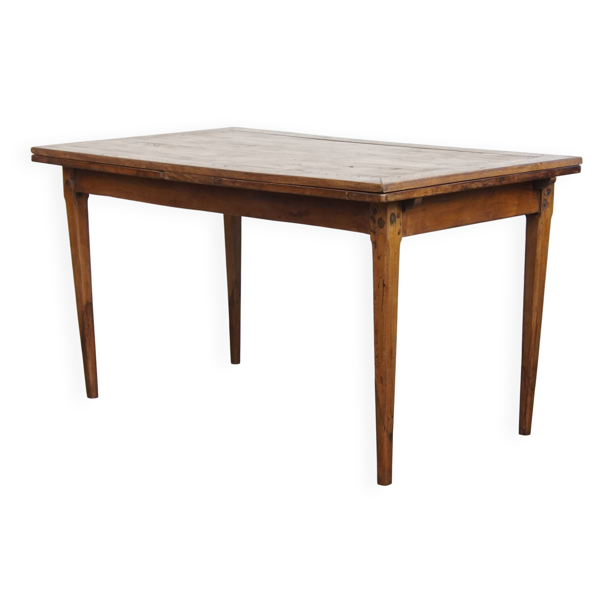 English Antique Extendable Dining Table in Elm and Cherry Wood