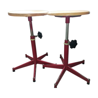 Lot of two workshop stools