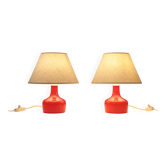 Pair of Red Glass Table Lamps — Model 800 B by Anders Pehrson for Ateljé Lyktan – Sweden, 1960s