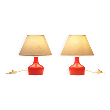 Paire de lampes de table en verre rouge — Modèle 800 B par Anders Pehrson pour Ateljé Lyktan – Suède, années 1960