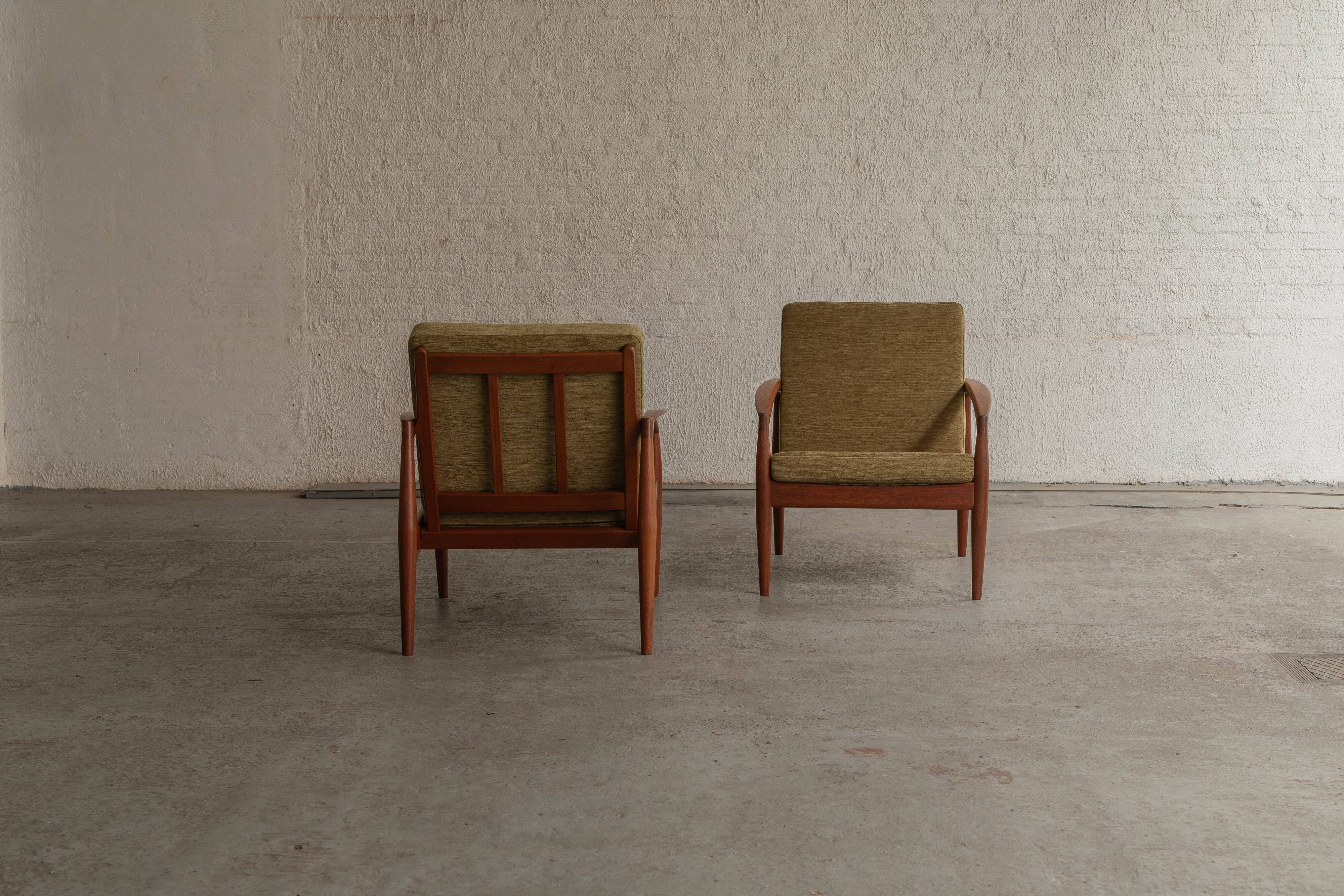 Set of 2 paperknife easy chairs by Kai Kristiansen, Denmark, 1960's