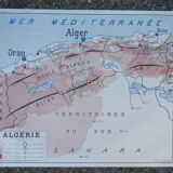 Old poster-school map Rossignol year 50 Tunisia, Algeria