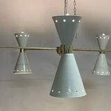 Lampadario a forma di cono in ottone