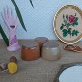 Three ramekins in glazed sandstone - vintage