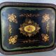 Large Napoleon III tray in black metal painted with floral decoration. 72x57 cm Good condition B795