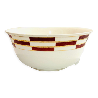 Large red checkerboard salad bowl Salins France-retro-vintage