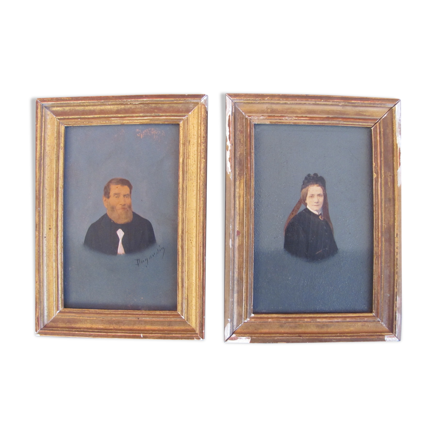 Two portraits wooden frame