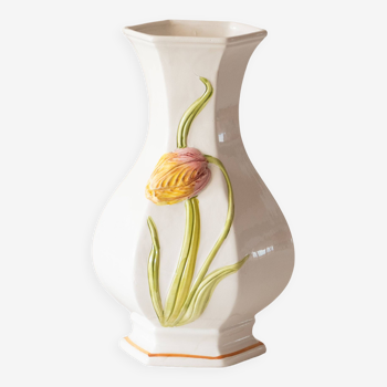 Vase vintage en barbotine tulipe de Bassano