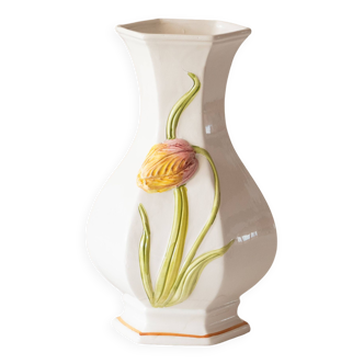 Vase vintage en barbotine tulipe de Bassano
