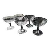 5 Coupes à champagne Vintage  Décor meulé