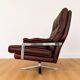 Vintage retro Arne Norell lounge chair & stool in burgundy leather