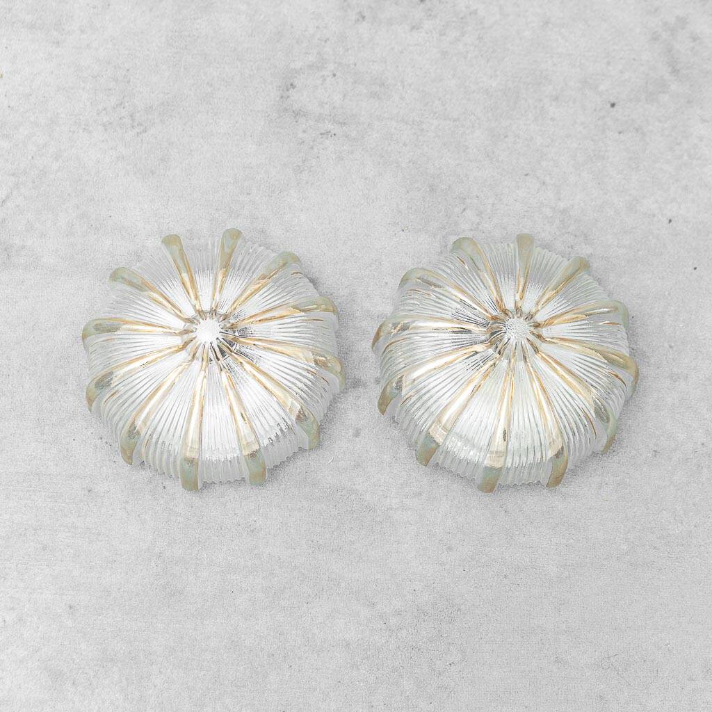 Pair of vintage wall lights in worked transparent glass – 1970s