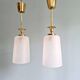 Pair of Mid Century Pendant Lights in Brass and Clear Crackle Glass, 1950s
