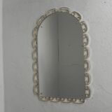 Vintage faceted mirror in an aluminium frame from the 1950s.