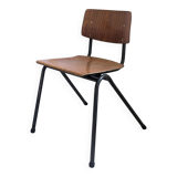 Chaise vintage Mid-Century bois et métal anthracite noir style industriel O