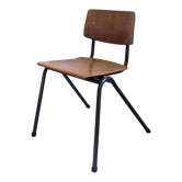 Chaise vintage Mid-Century bois et métal anthracite noir style industriel O