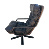 Vintage leather lounge armchair 60s