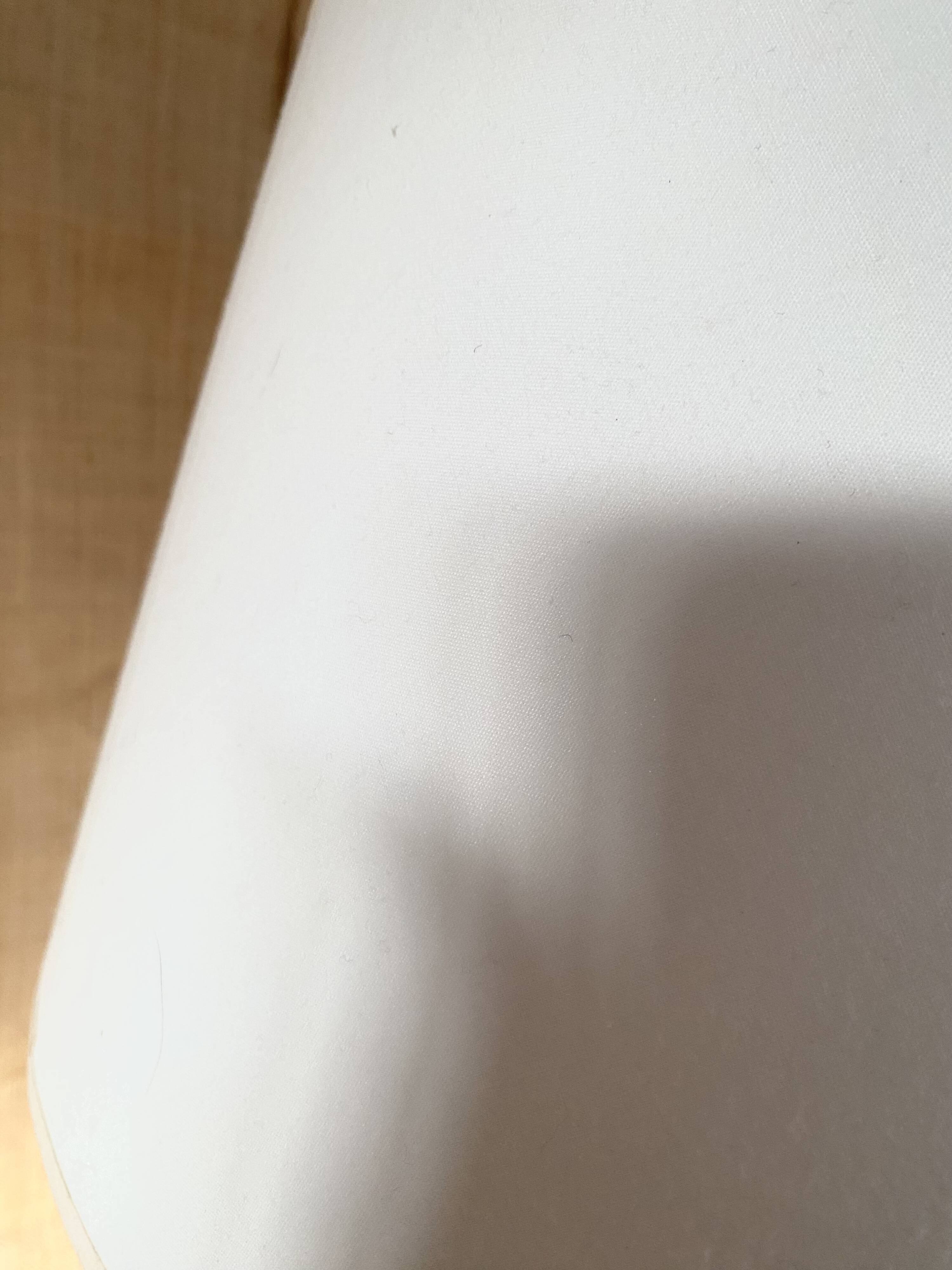 Turned wooden lamp, 2M fabric cable, cotton shade.