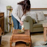 Dark rattan coffee table