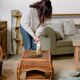 Dark rattan coffee table