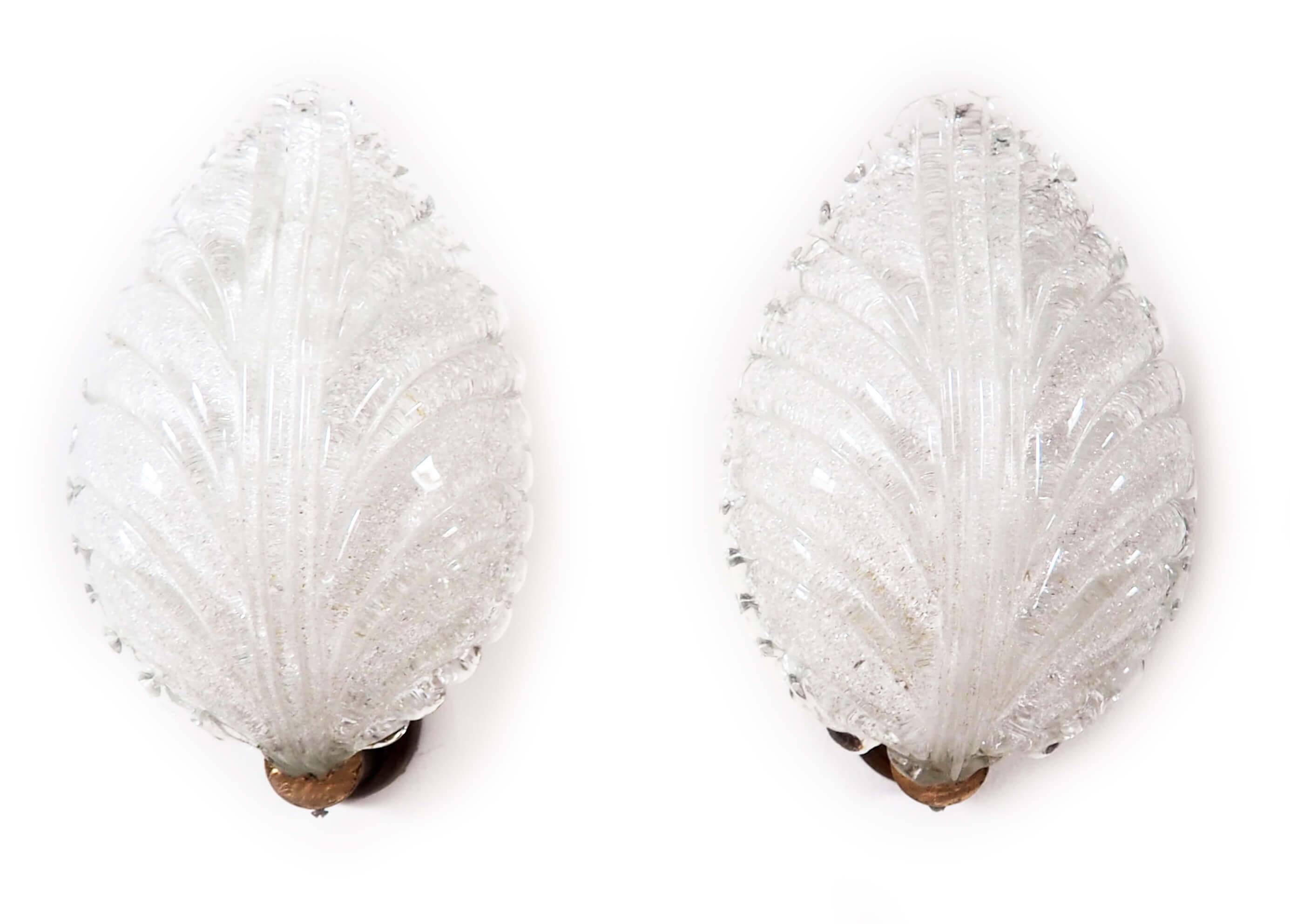 Paire d'appliques feuille Barovier Murano