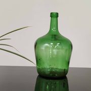 Dame Jeanne vintage emerald green glass demijohn 25cm