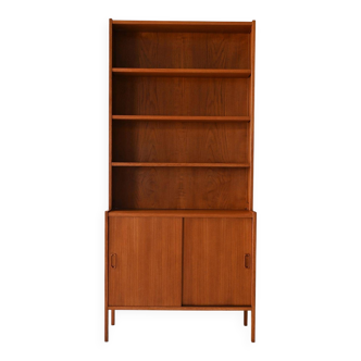 Bibliothèque scandinave vintage en teck avec menuiserie apparente