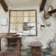 Old wooden model representing a late 19th, early 20th century kitchen
