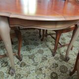 Extendable table and 4 straw chairs, cherry wood