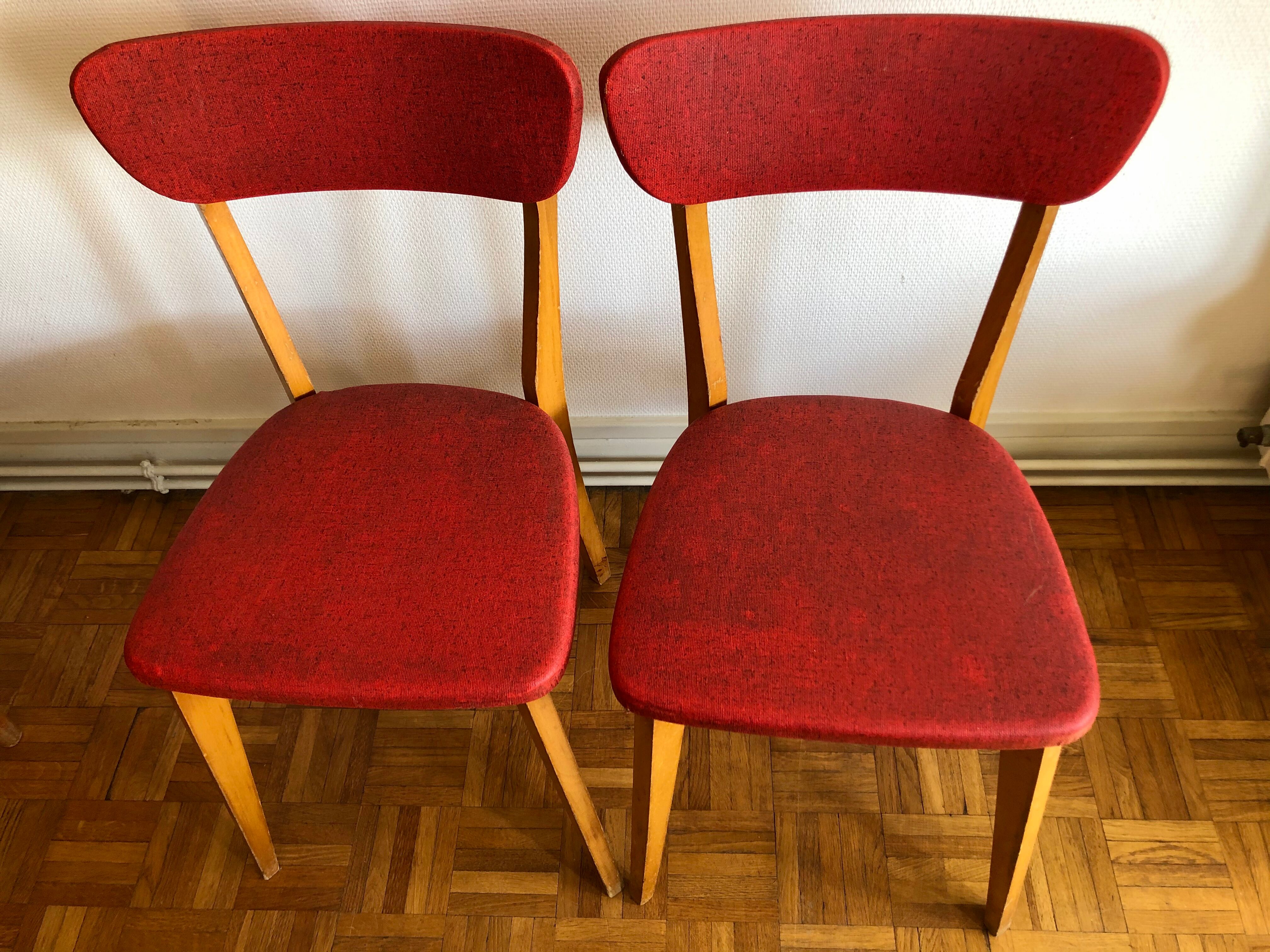 Pair of red bistro chairs