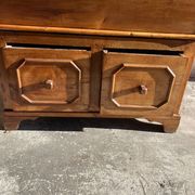 Old wooden baker's chest with storage drawers
