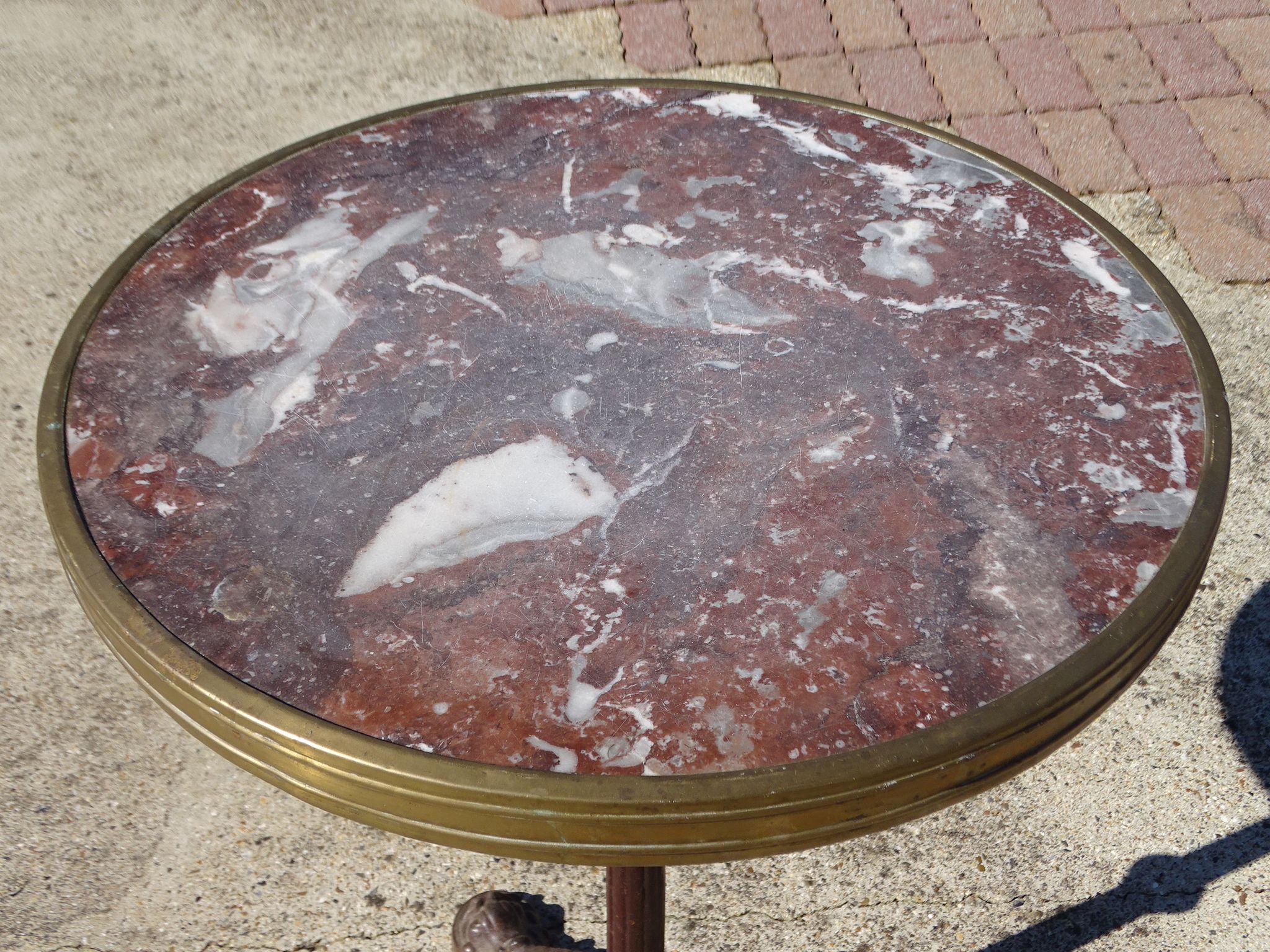 Authentic table pedestal table bistro "Parisienne" cast iron and sour marble